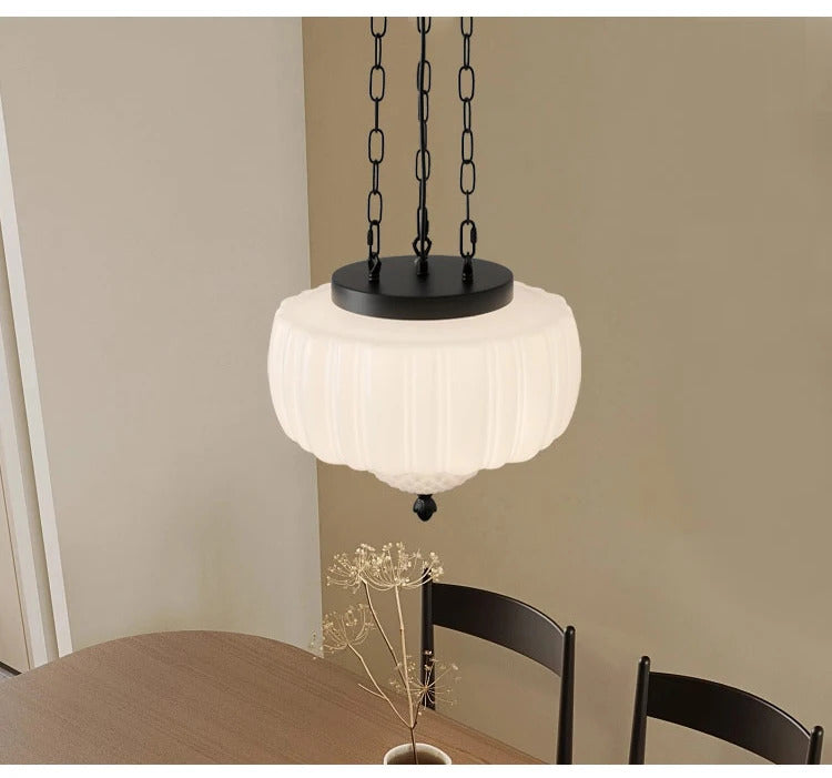 French Medieval Glass Pendant Lamp Milk White Glass LED Pendant Light