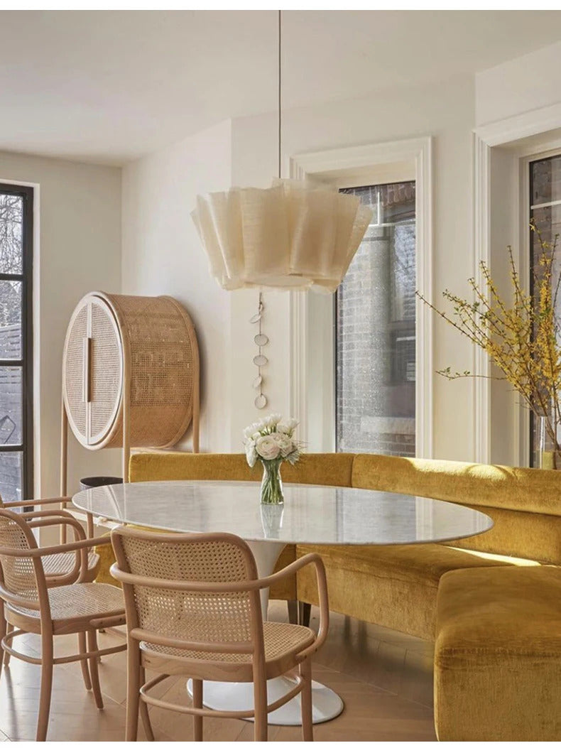 Nordic Linen Pleated Pendant lamp Vintage Wabi Sabi Wind Pendant light