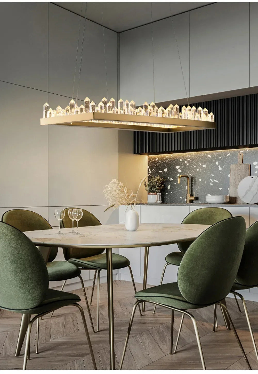 Modern Luxury Crystal Ring chandeliers Round black golden pendant lamp LED hanging light