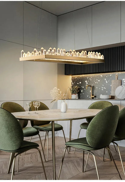 Modern Luxury Crystal Ring chandeliers Round black golden pendant lamp LED hanging light