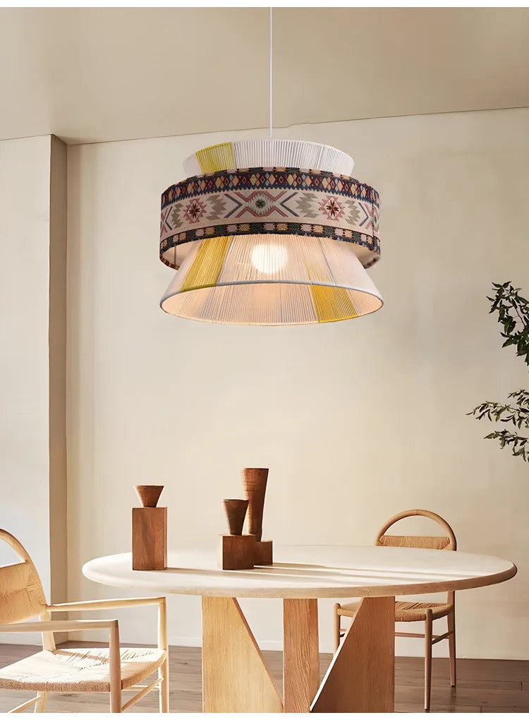 Bohemian Pendant Light Retro Cotton Rope Woven Chandeliers