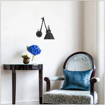 Nordic simple long black wall light Industrial Pole Swing Arm vintage Reading wall lamp
