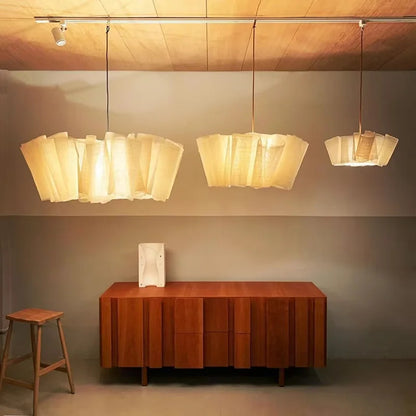 Nordic Linen Pleated Pendant lamp Vintage Wabi Sabi Wind Pendant light