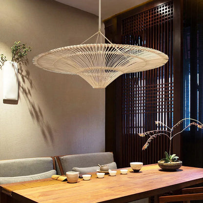 Large Wicker Pendant Lamp Wabi Sabi Style Rattan Chandelier