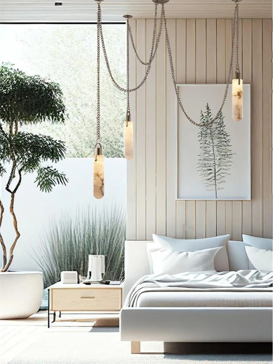 Marble Multi Light Pendant Chandelier Brass Alabaster Ceiling Chandelier Desigener For Living Dining Room Loft Staircase