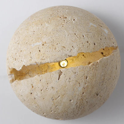 Natural Stone globe wall lamp Yellow cave stone Retro Art sconce Light