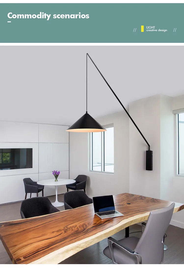 Nordic black Fishing simple Wall lamp Swing long Arm wall light loft sconce lighting