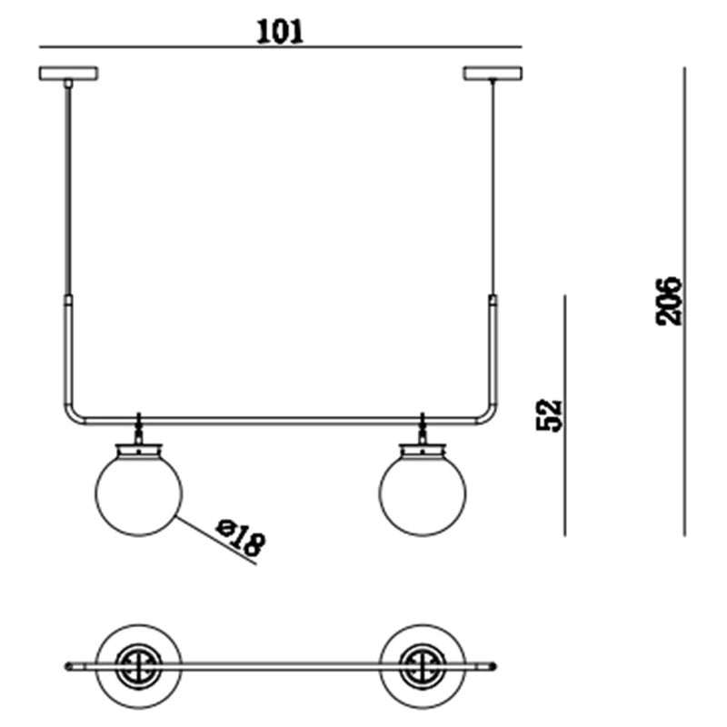 Bai Chandelier Postmodern crossbar design glass ball light