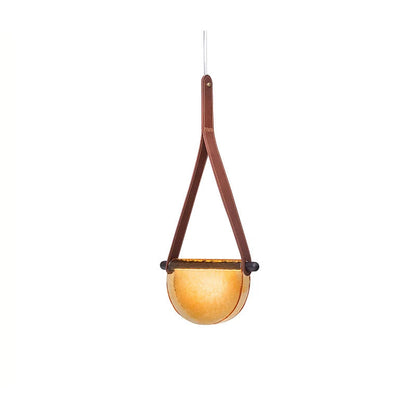 Modern leather handmade glass pendant lamp gray amber clear glass pendant Light