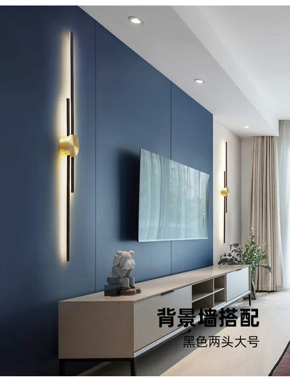 Modern Long Wall Lamp luxury minimalist black gold background LED Wall lights