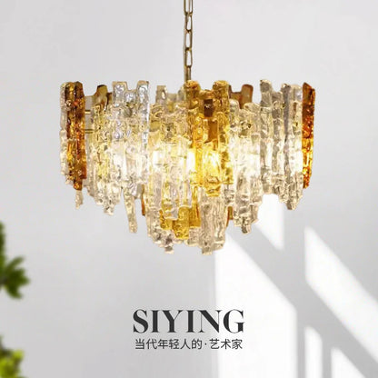 Modern Melting Ice Whiskey chandelier Italy Designer Luxury crystals Amber pendant lamps