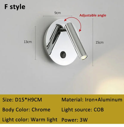 Modern Bauhaus silver small wall lamp Nordic simple bedroom bedside wall light