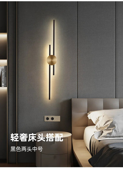 Modern Long Wall Lamp luxury minimalist black gold background LED Wall lights