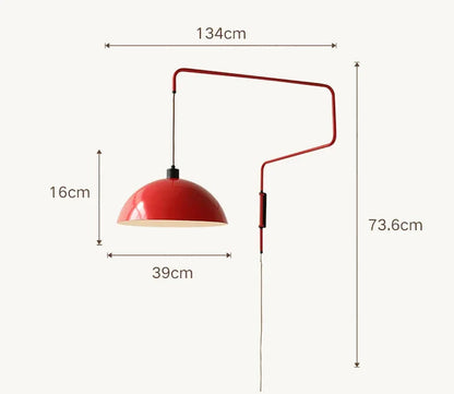 Red Rocker Chandelier Modern Folding Retractable Wall Lamp Long Arm Chandelier