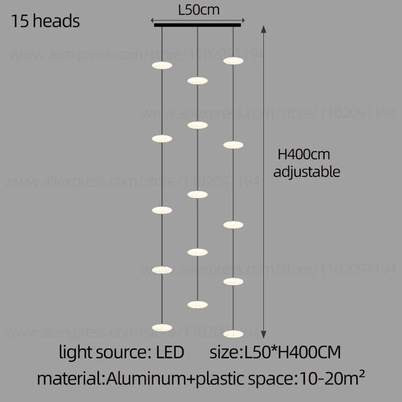 Modern villa Staircase Chandelier Nordic Oval String Ball Duplex Building LED pendant Light