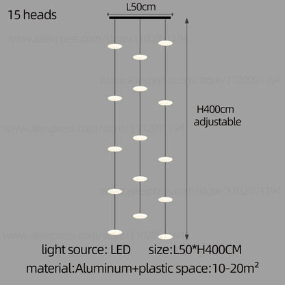 Modern villa Staircase Chandelier Nordic Oval String Ball Duplex Building LED pendant Light