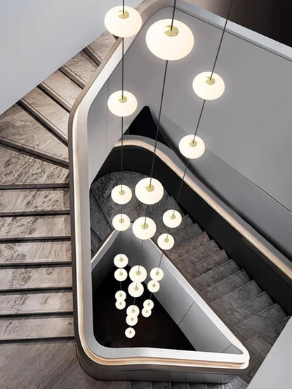 Modern villa Staircase Chandelier Nordic Oval String Ball Duplex Building LED pendant Light