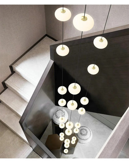 Modern villa Staircase Chandelier Nordic Oval String Ball Duplex Building LED pendant Light