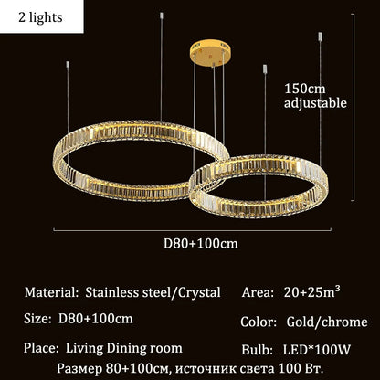 Luxury Crystal LED Pendant Lights Home Villa Living Room Dimmable Lighting Lustre Decoration Ceiling Chandelier Lamps Fixtures