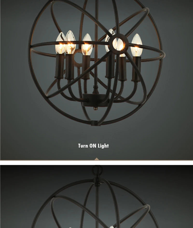 Retro Wrought Iron Chandelier Rustic Orb Chandelier