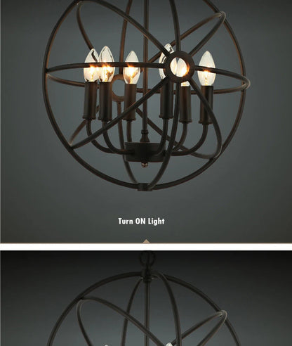 Retro Wrought Iron Chandelier Rustic Orb Chandelier