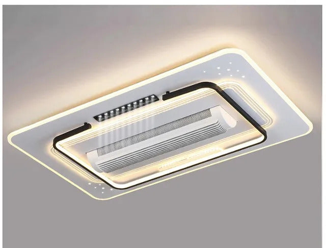 Invisible Bladeless Ceiling Fan LED Remote Control Living Room Dimmable Bladeless Fan Lamp