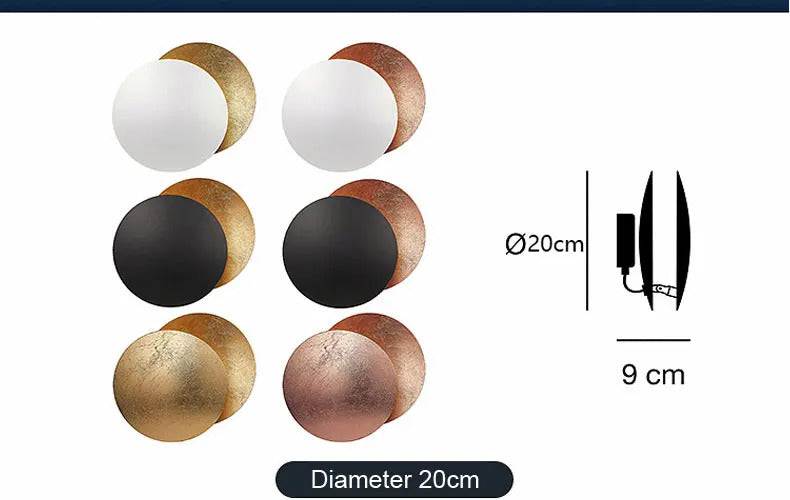 Modern Texture Designer round Wall Lamp Rotatable Black Gold round Sconce light