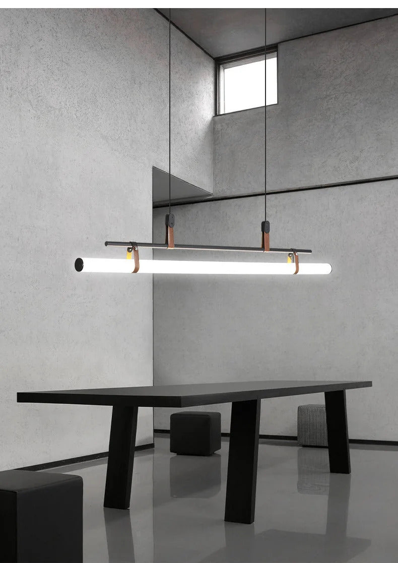 Nordic Minimalist Dining room Study Room Office Desk lighting Coffee Table Kitchen island Long Strip LED Ceiling Pendant Lamp