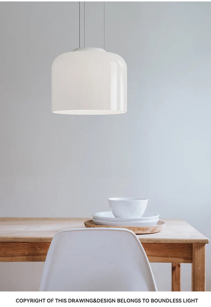 Italian Creative White Glass Shade Pendant Lights Nordic Led Bedside Lamp Round Hanging Lighting for Bar Dining Room Decor Light