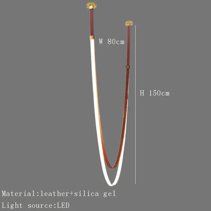 Nordic Leather Chandelier Designer Belt Pendant lamp for Living room Villa Hotel Duplex Building LED Staircase Hanging lamp