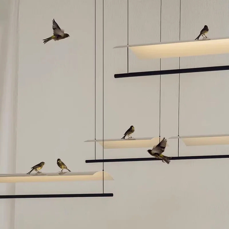 Nordic minimalist Linear Chandelier Modern black white industrial long Pendant Lamp