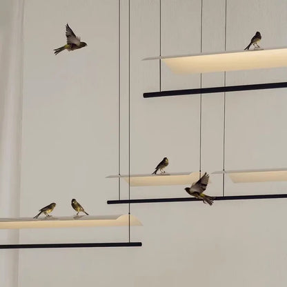 Nordic minimalist Linear Chandelier Modern black white industrial long Pendant Lamp