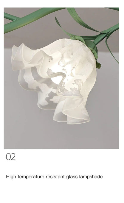 French Rural Flower Pendant Lamp Cream Style Green flower Chandelier