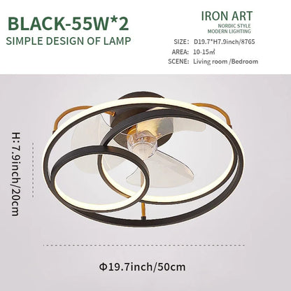 Modern simple LED Ceiling Fan Lamp with remote control Dining Room Bedroom Indoor lighting