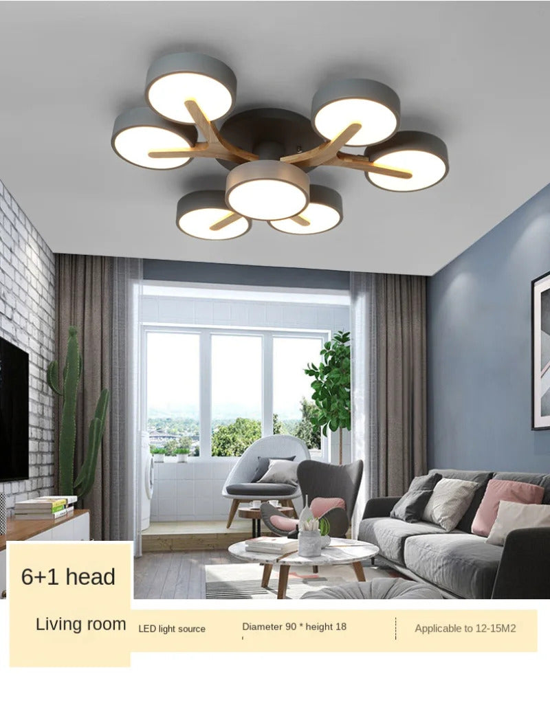 Modern Ceiling Lamp Bedroom Minimalist Wood Home Decor Lighting Fixtures