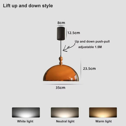 Vintage Brown Pendant Lamp Bauhaus Orange Pendant Light Retro Dining Table Hanging Lamp