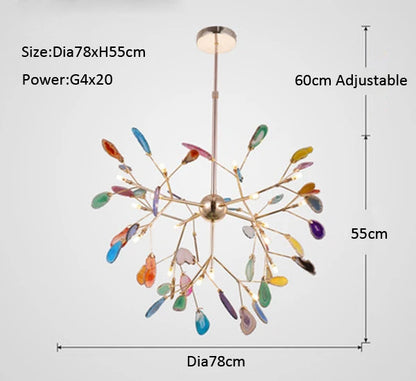 LED agate chandelier blue/green/purple/pink romantic chandelier
