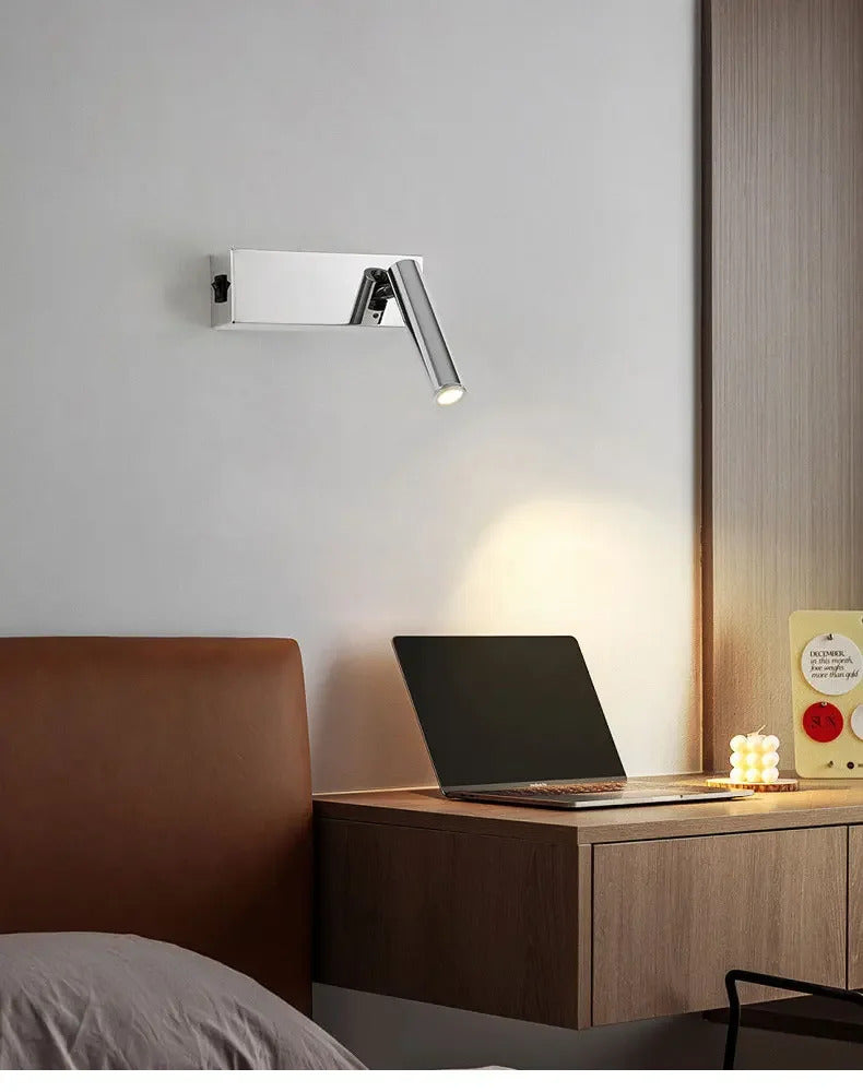 Modern Bauhaus silver small wall lamp Nordic simple bedroom bedside wall light