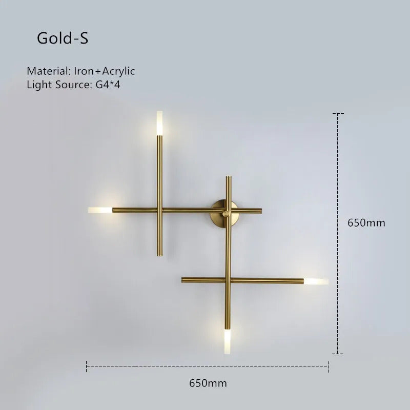 Nordic line Art Wall Lamp Modern Minimalist Creative Cross Shaped Sconce light