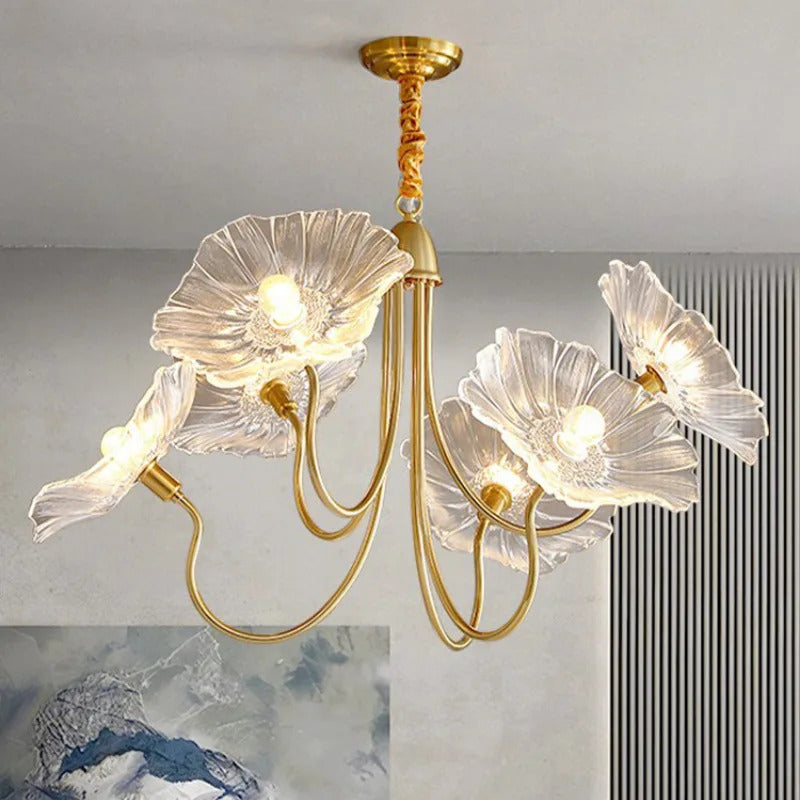 Lotus Flower Chandelier Modern Glass Flowers Led Chandelier