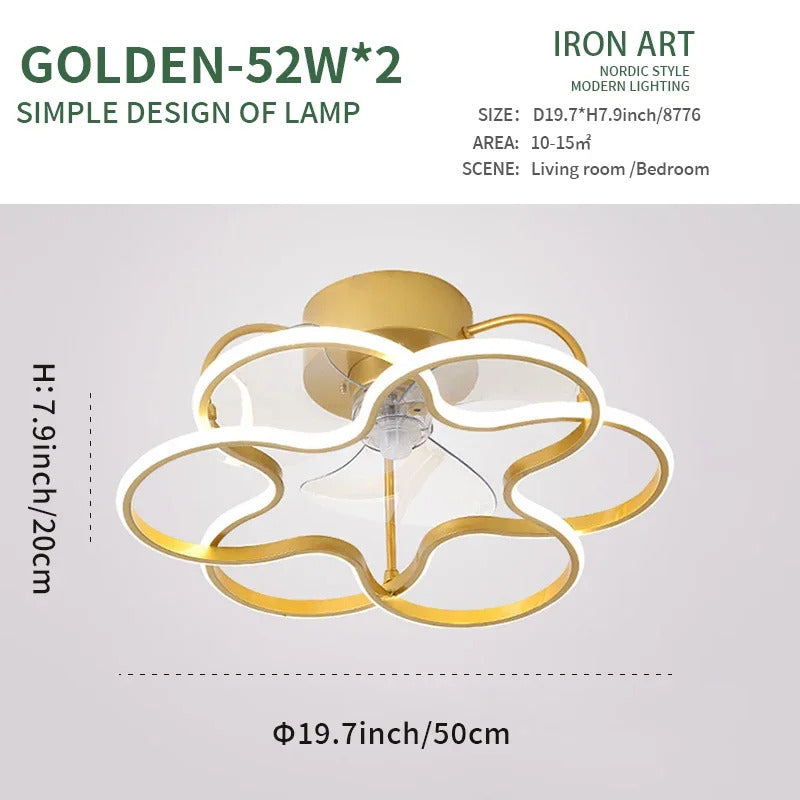 Modern simple LED Ceiling Fan Lamp with remote control Dining Room Bedroom Indoor lighting