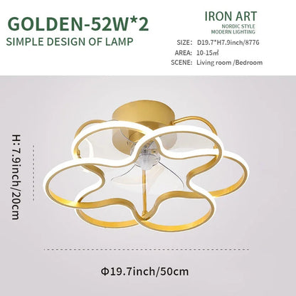 Modern simple LED Ceiling Fan Lamp with remote control Dining Room Bedroom Indoor lighting