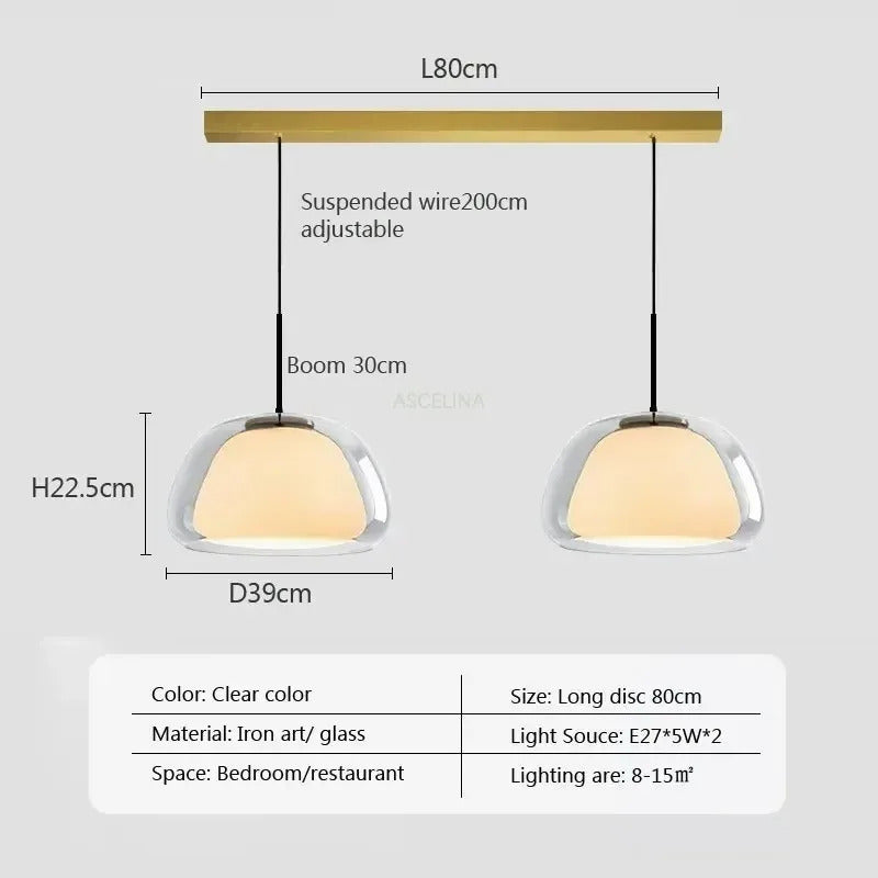 Nordic Glass Jellies Design Hanging Lamp Indoor Dining Living Room Pendant Light
