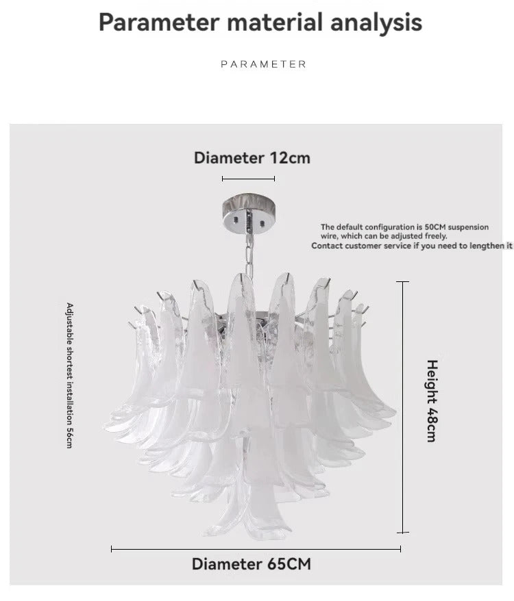 White Petal Glass chandelier French branch shaped crystal pendant light