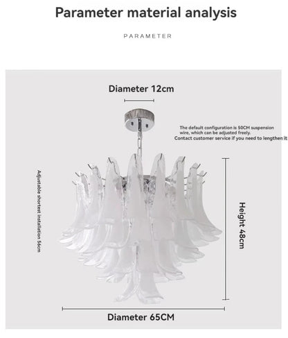 White Petal Glass chandelier French branch shaped crystal pendant light