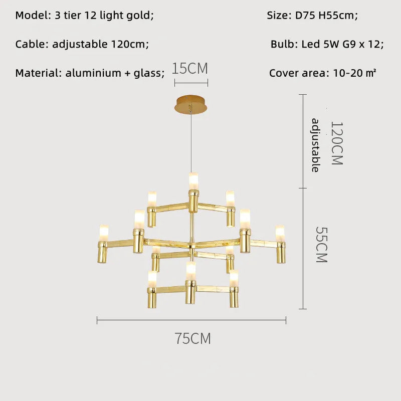 Crown Major Chandelier Nordic Tube Silver Chandelier Modern Led Luxury Chandelier