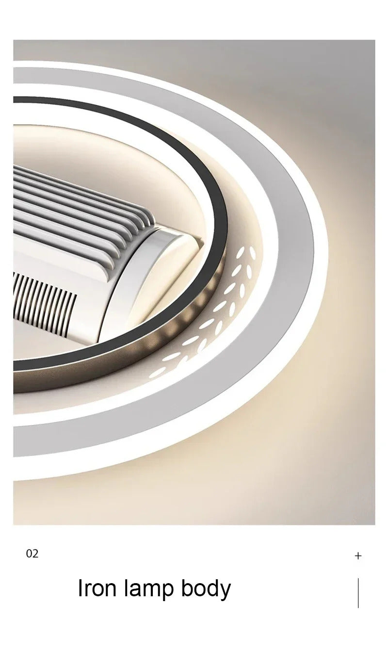 Invisible leafless LED ceiling fan light bedroom hotel remote control hanging lamp