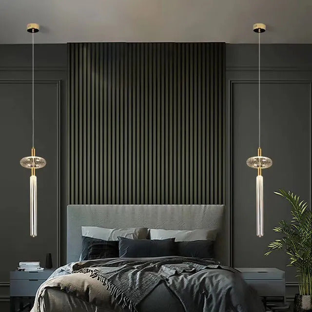 Cipher Multi Pendant light Luxury Clear Glass pipe Chandelier