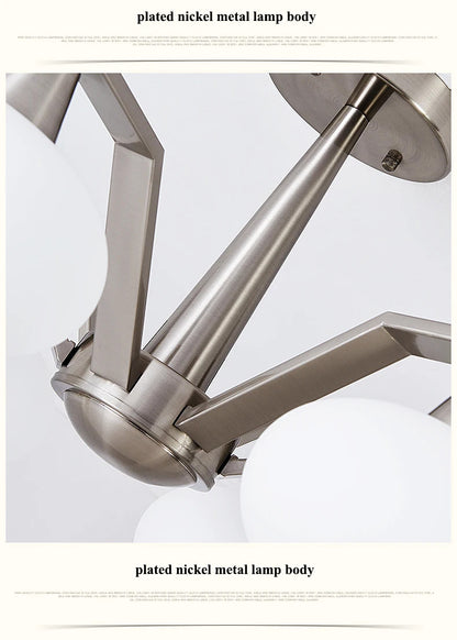 Modern silver chandelier Metal milky white glass lampshade Living Room pendant lamp