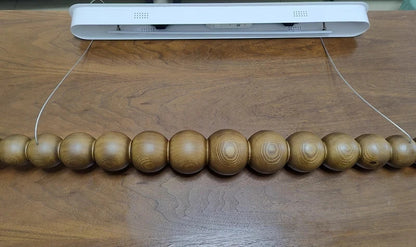 Wooden Beads Long Linear LED Pendant Lights Wabi Sabi wood walnut wood Hanging chandeliers